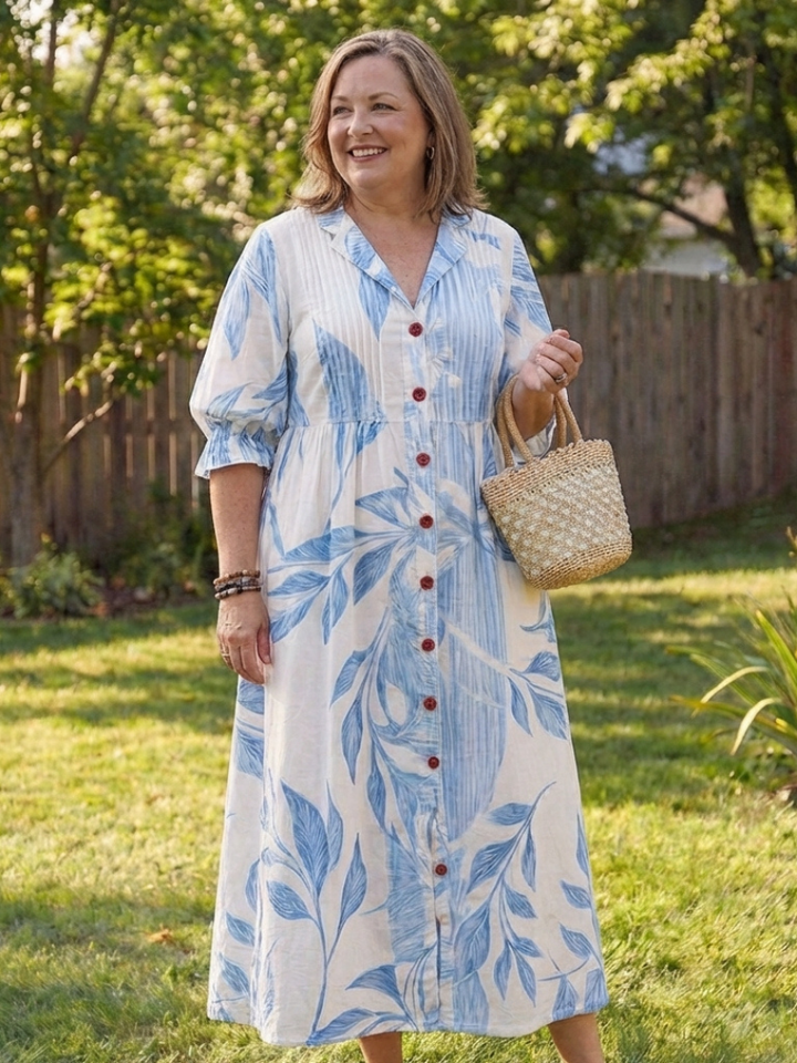 Roselyn | Dames Bloemige Maxi Jurk met Knopen