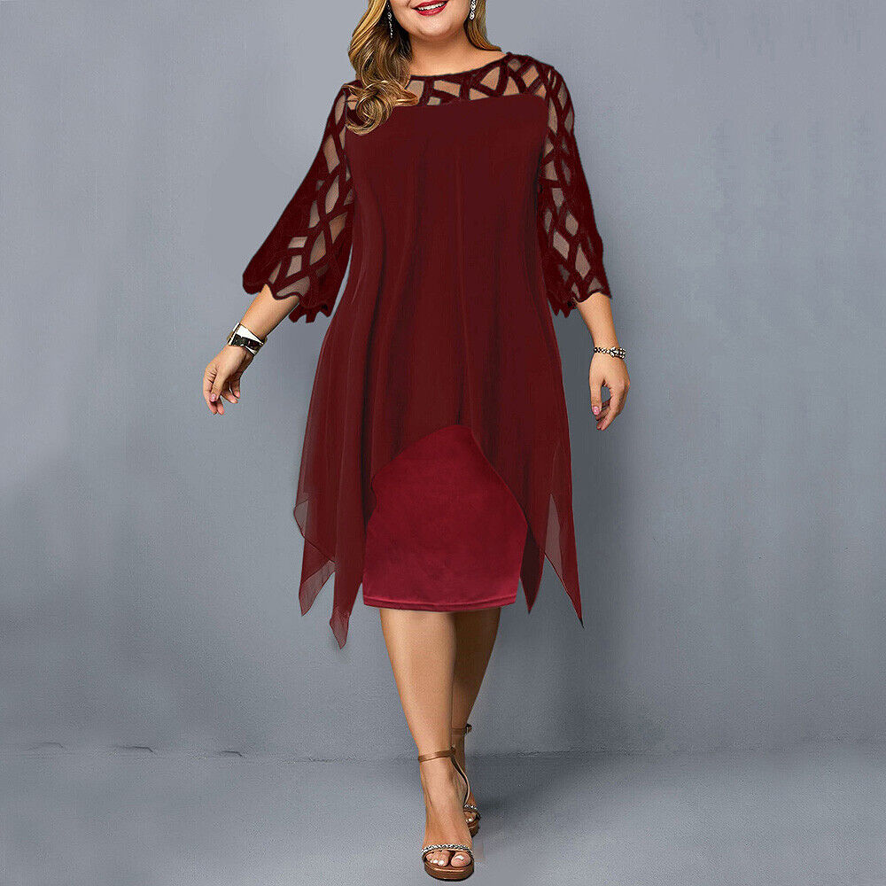 Stella | Dames Plus Size Vloeiende Drapé Midi Jurk