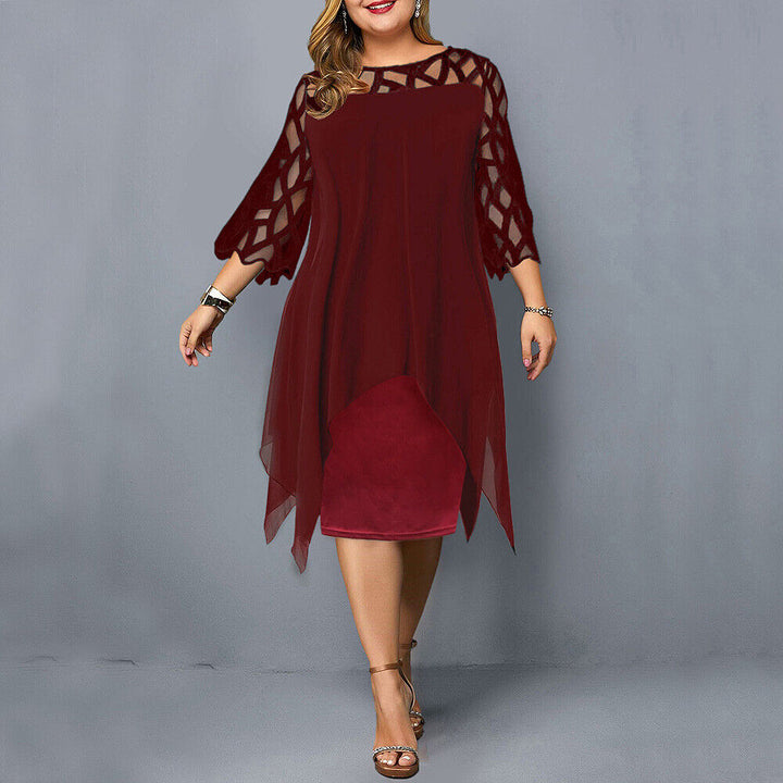 Stella | Dames Plus Size Vloeiende Drapé Midi Jurk