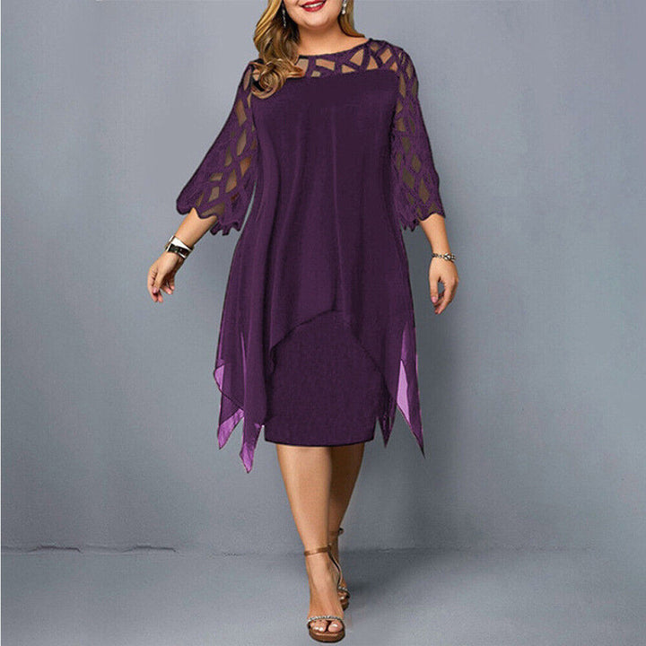 Stella | Dames Plus Size Vloeiende Drapé Midi Jurk