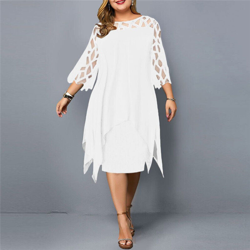Stella | Dames Plus Size Vloeiende Drapé Midi Jurk
