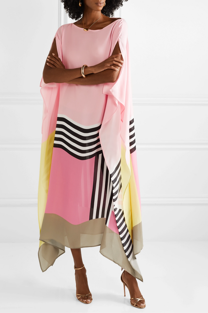 Aria | Vrouwen Caftan Jurk Geometrische Print Batwing Mouw Maxi Jurk