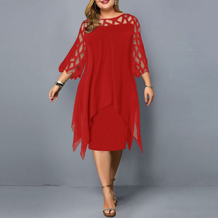 Stella | Dames Plus Size Vloeiende Drapé Midi Jurk