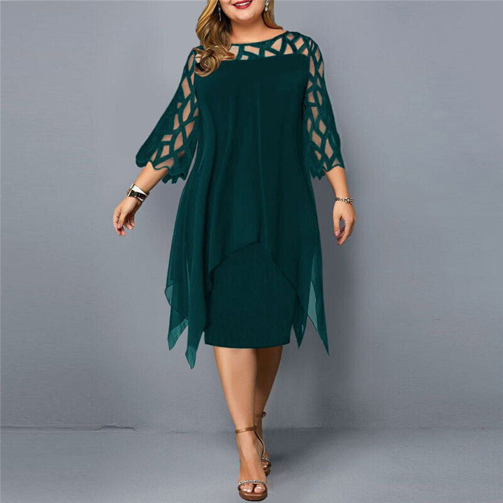 Stella | Dames Plus Size Vloeiende Drapé Midi Jurk