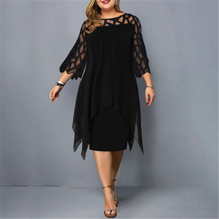 Stella | Dames Plus Size Vloeiende Drapé Midi Jurk
