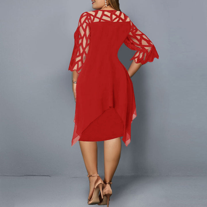 Stella | Dames Plus Size Vloeiende Drapé Midi Jurk