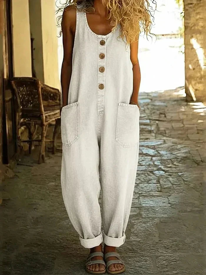 Willow | Dames Overalls Loose Fit Mouwloze Jumpsuit