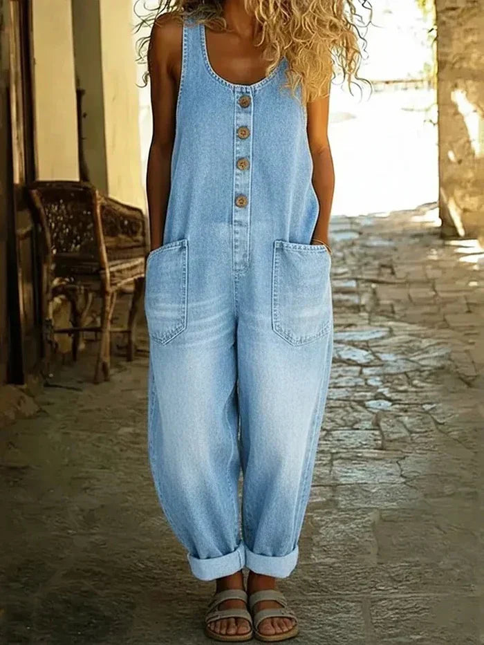 Willow | Dames Overalls Loose Fit Mouwloze Jumpsuit