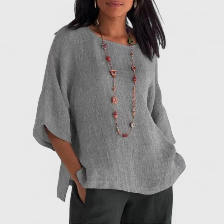 Serena | Dames Blouse met Ronde Hals en 3/4 Mouwen