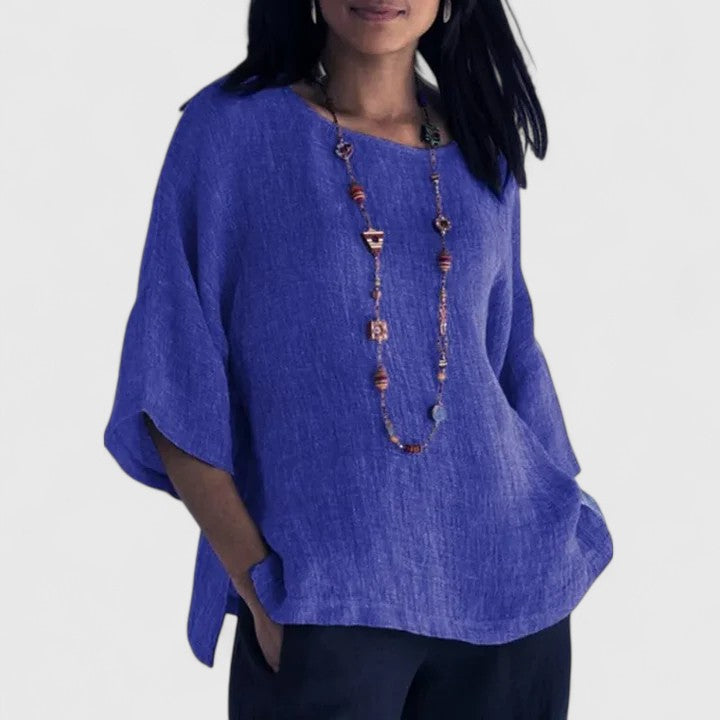 Serena | Dames Blouse met Ronde Hals en 3/4 Mouwen