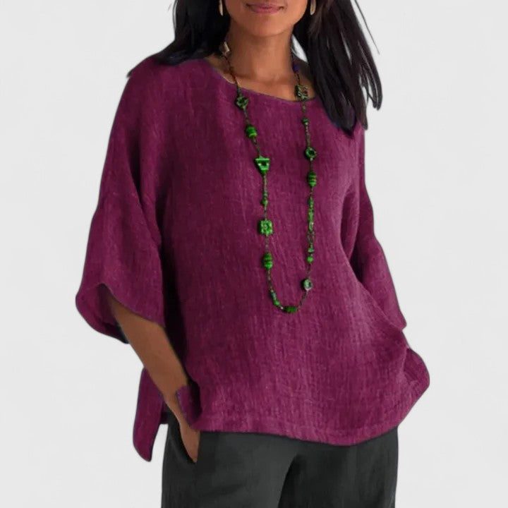 Serena | Dames Blouse met Ronde Hals en 3/4 Mouwen