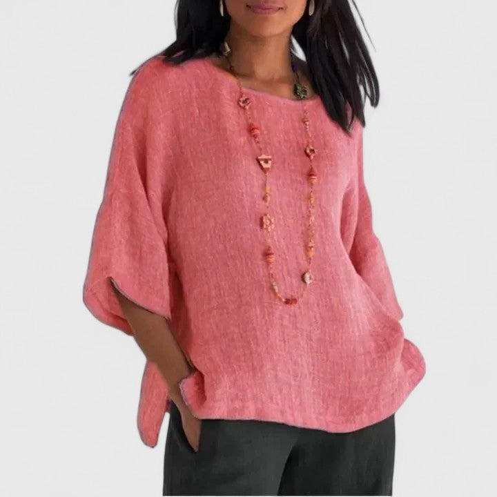 Serena | Dames Blouse met Ronde Hals en 3/4 Mouwen