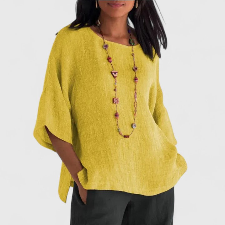 Serena | Dames Blouse met Ronde Hals en 3/4 Mouwen