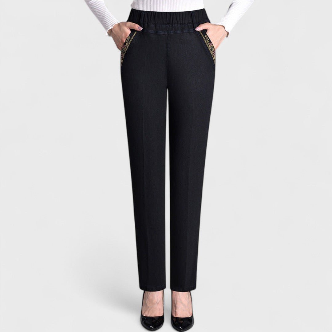 Marian™ | Dames Stretch Jeans met Zijzakken en Elastische Taille