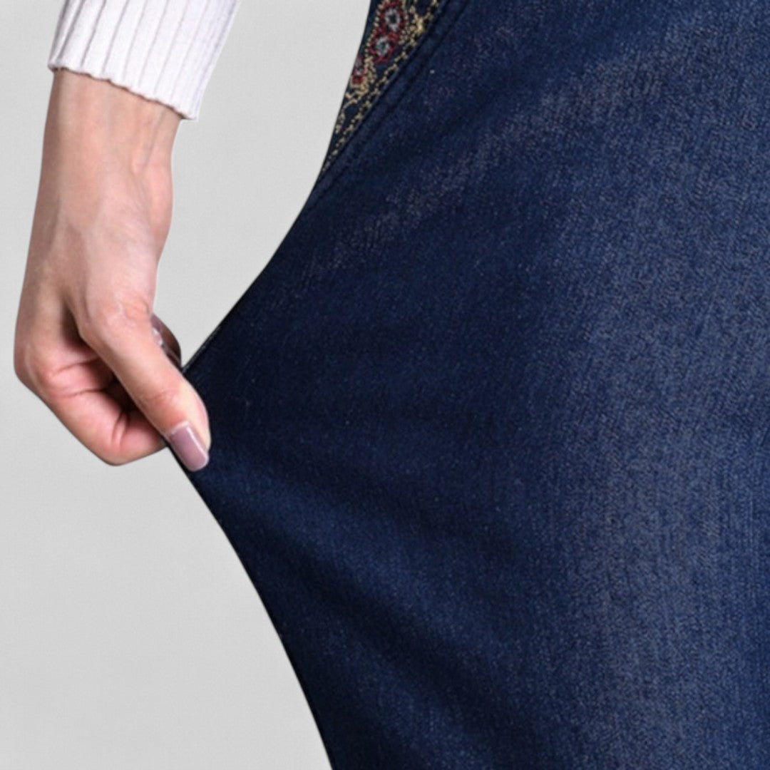 Marian™ | Dames Stretch Jeans met Zijzakken en Elastische Taille