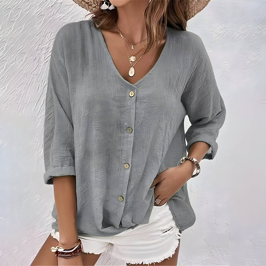 Marcia™ | Ontspannen Knop-Up Blouse