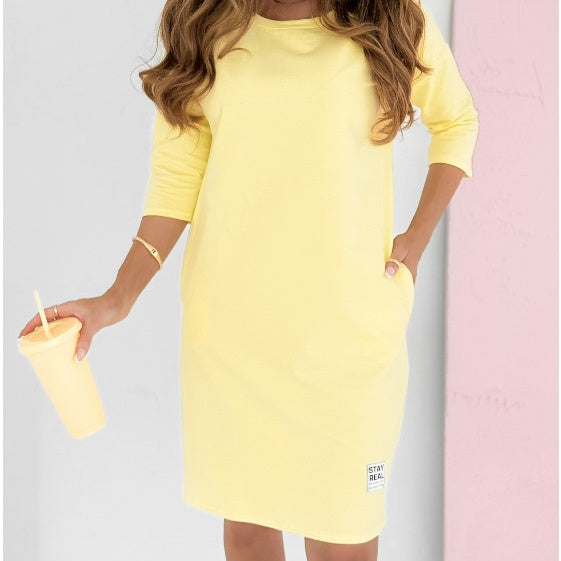 Skye | Vrouwen Casual Sweatshirt Jurk 3/4 Mouw Mini Jurk