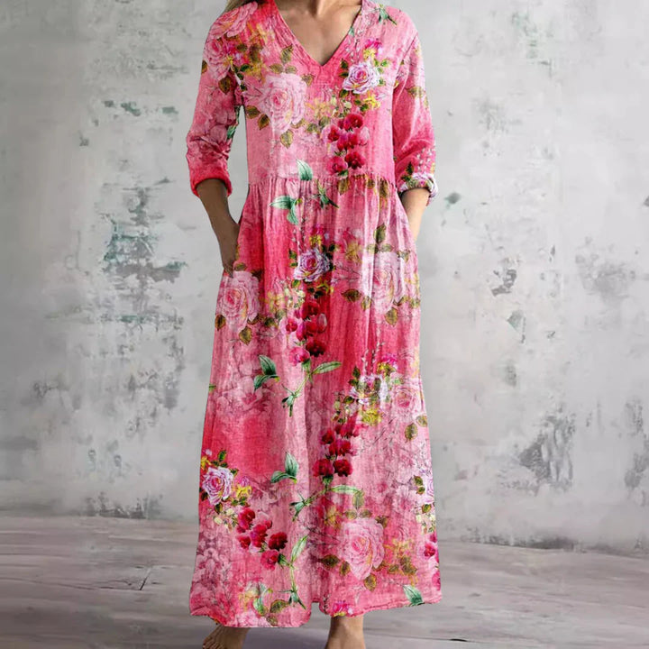 Kathleen™ | Bloemen V-Hals Maxi Jurk