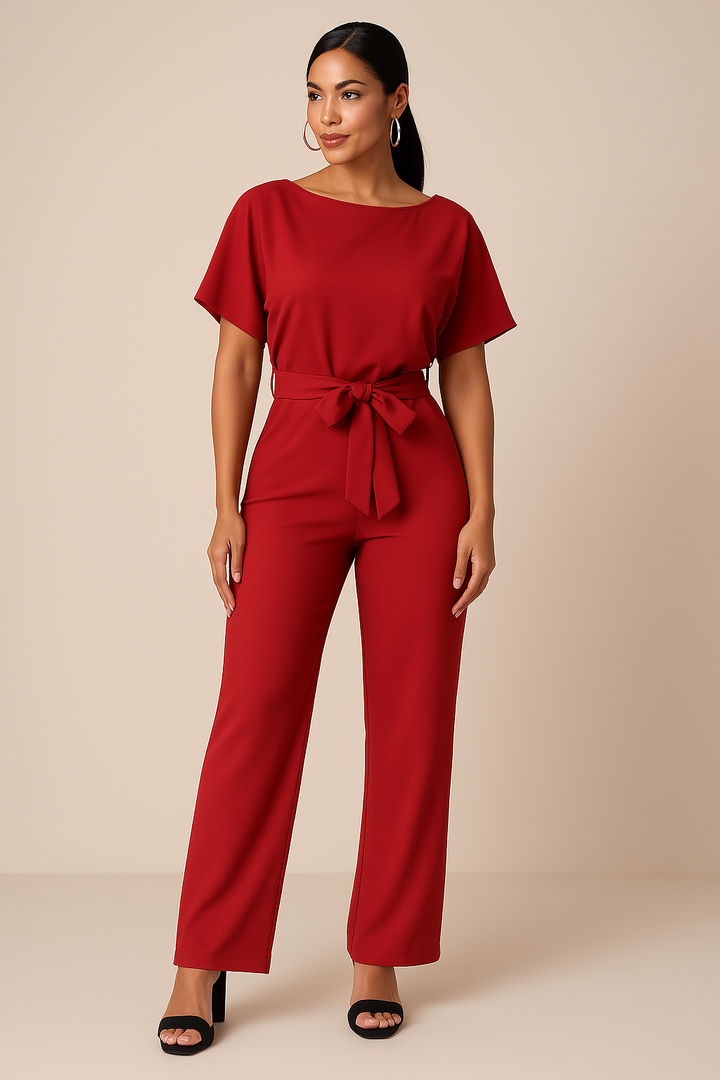 Thea | Dames Wide Leg Korte Mouw Jumpsuit