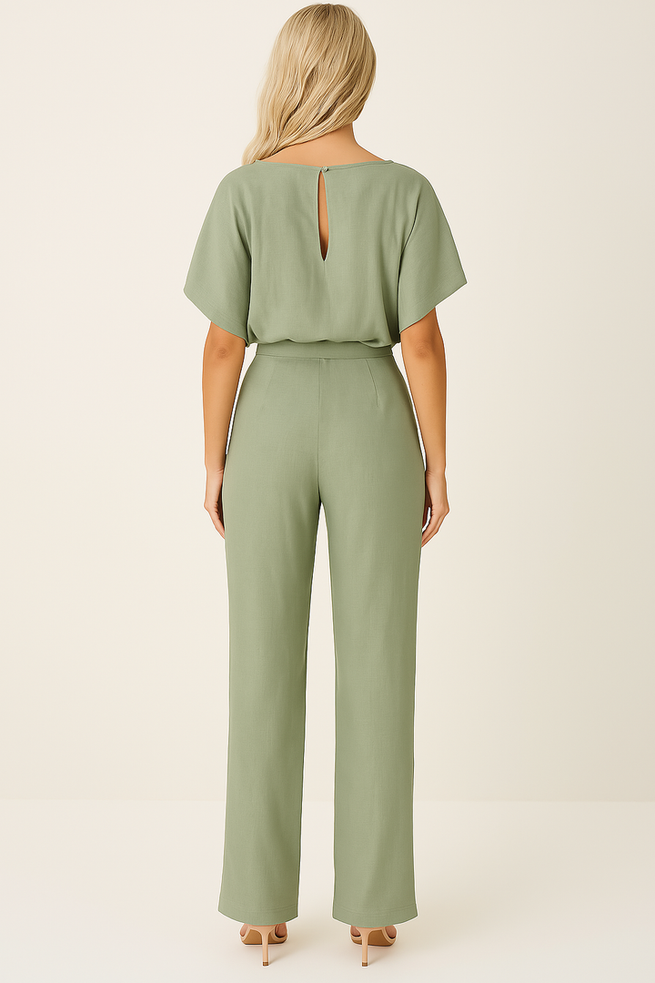 Thea | Dames Wide Leg Korte Mouw Jumpsuit