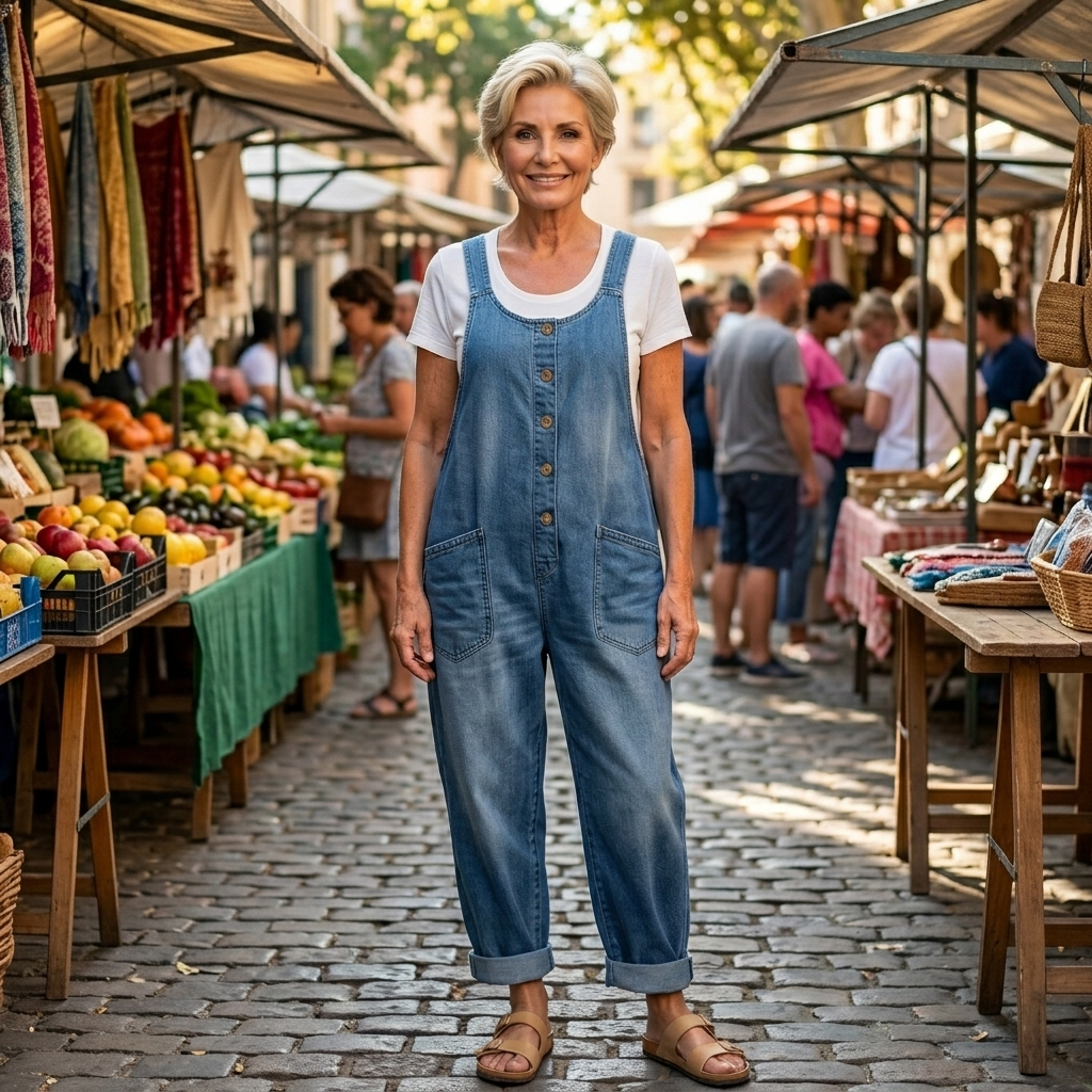 Winifred | Dames Wijde Pijpen Knop Front Overalls