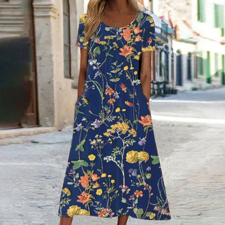 Winslet | Dames Bloemen Korte Mouw Midi Jurk