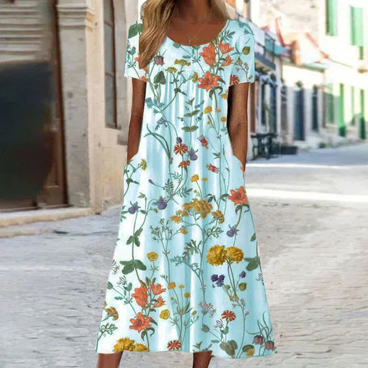 Winslet | Dames Bloemen Korte Mouw Midi Jurk