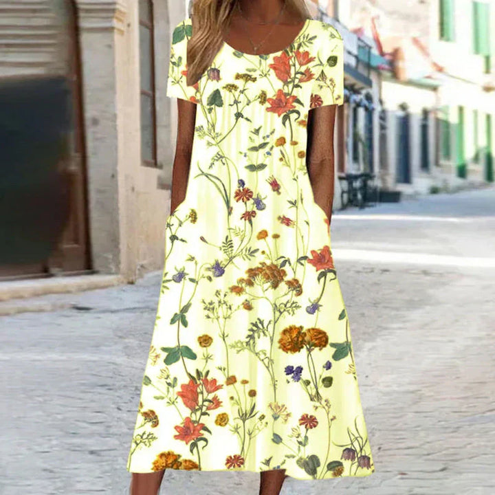 Winslet | Dames Bloemen Korte Mouw Midi Jurk