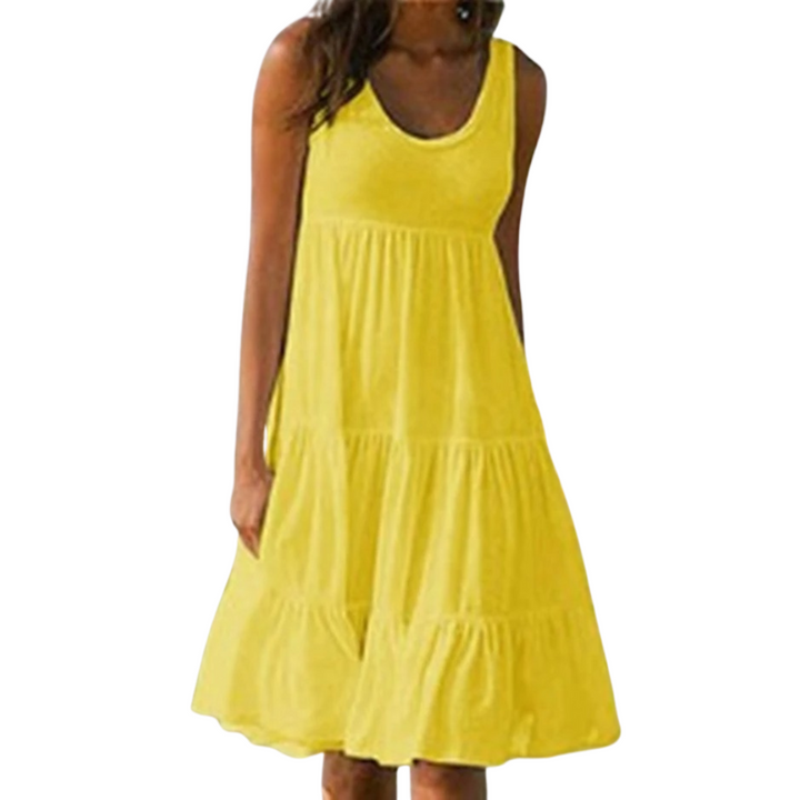 Luna | Dames Mouwloze Laagjes Midi Jurk Boho Zomer