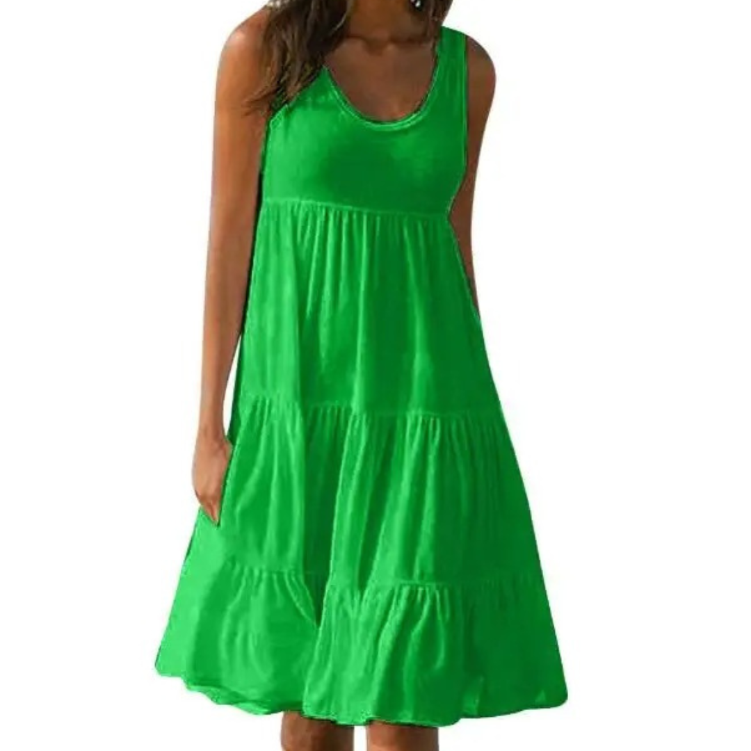 Luna | Dames Mouwloze Laagjes Midi Jurk Boho Zomer