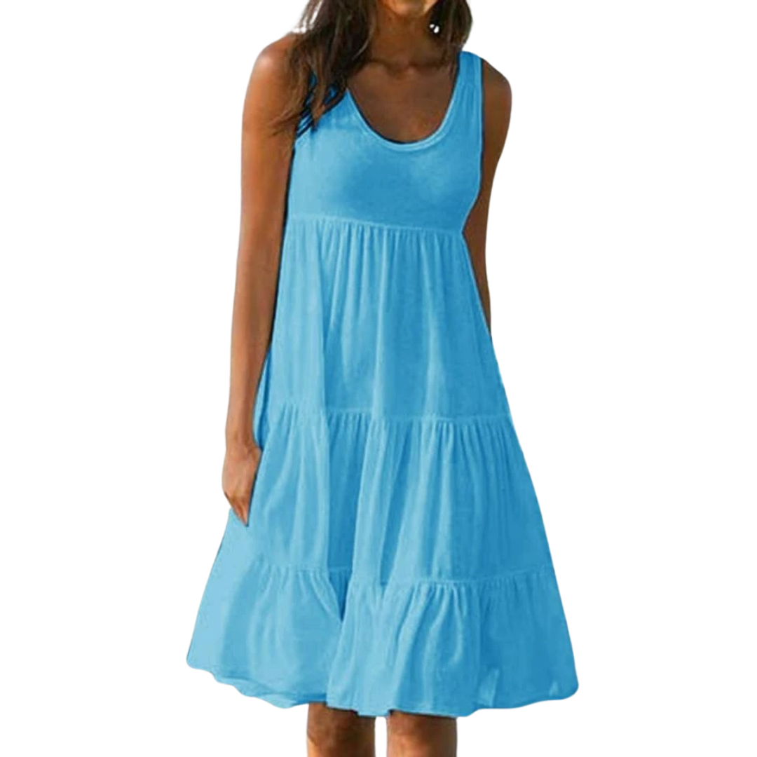 Luna | Dames Mouwloze Laagjes Midi Jurk Boho Zomer