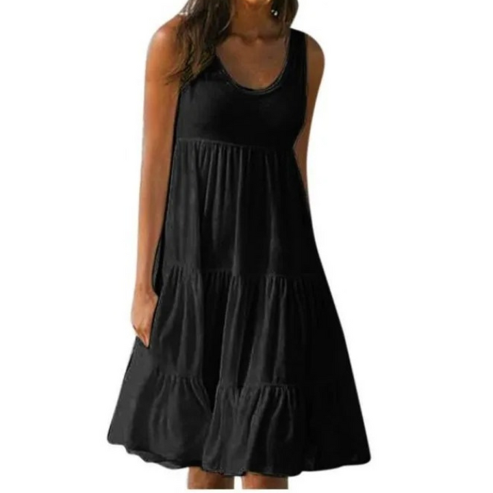 Luna | Dames Mouwloze Laagjes Midi Jurk Boho Zomer