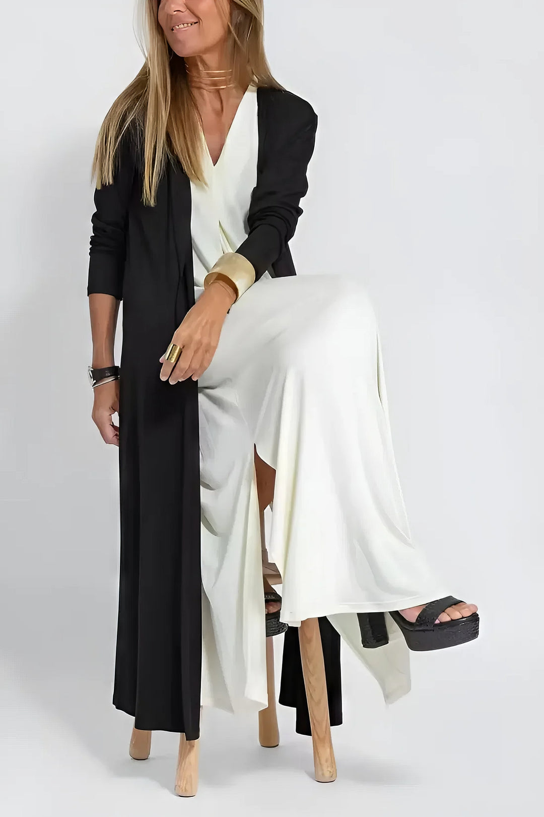Juno™ | Elegante Lange Jurk met Gecoördineerde Cardigan