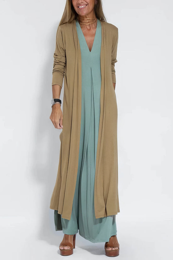 Juno™ | Elegante Lange Jurk met Gecoördineerde Cardigan