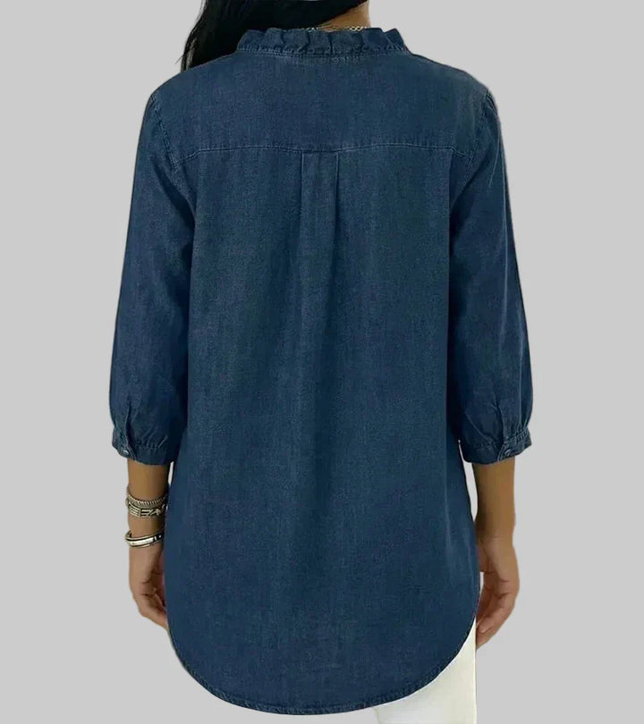 Zara | Dames Ruffle V-Hals 3/4 Mouw Blouse
